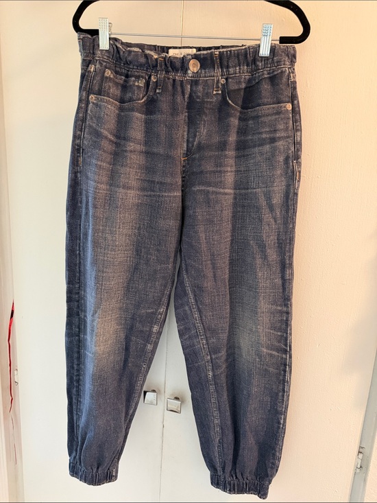 rag & bone Pants - rag & bone Navy and Cream Patterned Sweatpants